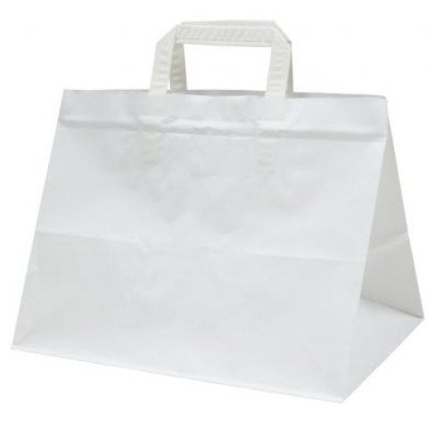 Sacose Hartie Albe cu Maner Flat 32x17x30 cm