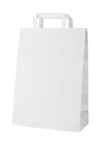 Sacose Hartie Albe cu Maner Flat 18x9x24 cm