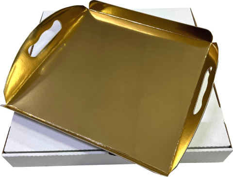 Cutii transport 37x28.5x7.5 cm + Tavi aurii cu maner 33x23x2.5 (5) cm