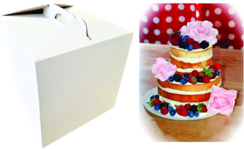 Cutii Tort Evenimente Cu Maner 33x33x35 cm + Discuri D32 Albe (3 mm)