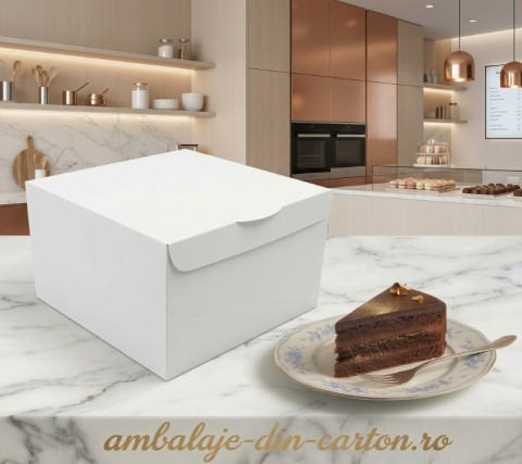 Cutii Tort Albe Patrate 23x23x23 Cm (Pret la 50 buc)