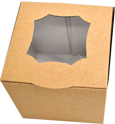 Cutii cupcakes cu display 10x10x10 cm Natur + separator interior