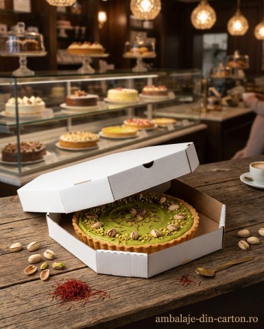 Cutii Tarte 24x24x6 Octogonale Albe (Pret la 100 buc)